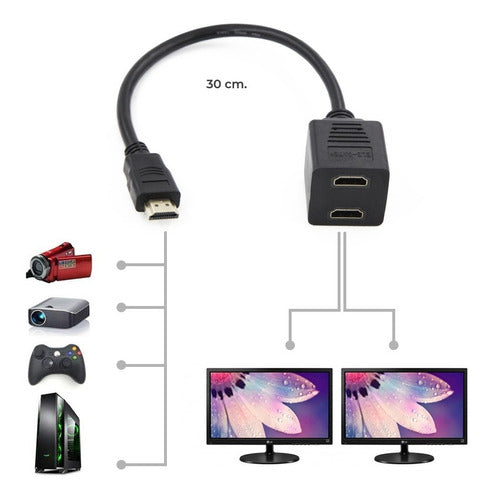 Cable Y Splitter Divisor Hdmi 1 Entrada A 2 Salidas Full Hd WI80