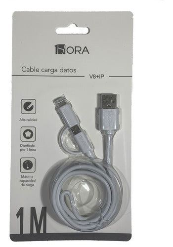 Cable V8 + Iphone 1Hora 1M CAB209 (ASOC)