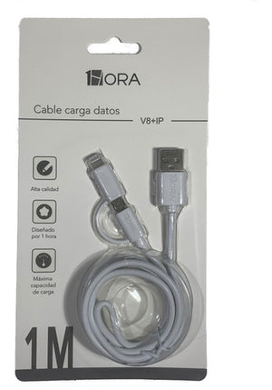 Cable V8 + Iphone 1Hora 1M CAB209 (ASOC)